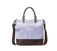 della Q Bolso de Lona, Cuero, Gris, Talla única