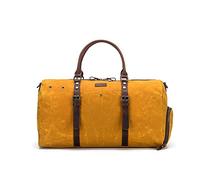 della Q Fin de Semana de Lona, Cuero, Amarillo Mostaza, Talla única