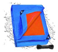 Dellna Lona de protección con ojales, 6 x 6 m, impermeable y estabilizada a los rayos UV, 130 g/㎡, lona de protección universal para camiones, piscina, camping, trampolín, muebles de jardín de madera