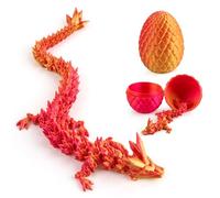 dellyy Dragón Articulado Impreso en 3D, Huevo Dragón Impreso en 3D, Misterioso Dragón de Cristal, Huevos de Dragón con Dragón en El Interior, Juguetes de Dragones en 3D (Rojo y Dorado)