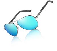 dellyy Gafas de Sol Polarizadas para Hombre, Lentes de Sol para Hombre con Estuche, Sunglasses Men, Protección Uv 400, Adecuadas para Conducir, Viajar, Golf, Pesca, Ciclismo (Película azul)