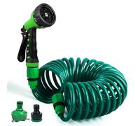 dellyy Manguera de Jardin, 7.5 m, Riego Manguera Extensible, 7 Modalidades Riego, Flexible Manguera, Flexible Garden Hose, 1/2" y 3/4" Conector Grifo, Agua Garden Hose para Jardinería, Lavado Coches