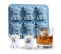 dellyy Molde para Cubitos de Hielo de Vaca Highland, Bandeja para Hacer Hielo Reutilizable, Molde Silicona 3D de Vaca de Tierras Altas para Cócteles, Whisky, Chocolate, Gelatina, Golosinas Caseras