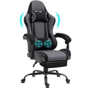 Delman Silla de Oficina para Videojuegos, de Tela, con función de Masaje, USB, ergonómica, con reposapiés, reposacabezas, cojín Lumbar, Silla giratoria para Gaming, 02-0040 (Gris)