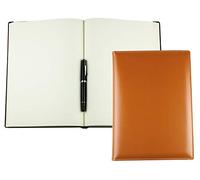 DELMON VARONE - Cuaderno de notas personalizable, DIN A4, encuadernado en piel de cambridge, color marrón, libro de bocetos en blanco, sin líneas, tapa dura de piel, también como diario, libro de