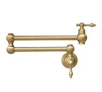 Delnet Grifo de fregadero de cocina Latón de un solo agujero dos manijas Pot Filler Grifo plegable (oro claro)