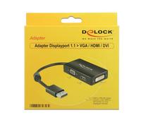 Adaptador Delock Displayport 1.1 macho > VGA / HDMI / DVI hembra [negro, voz pasiva]