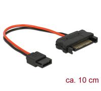 Delock - 0.1m, sata 15p/slim sata 6p interno 0.1m sata sata negro, roj