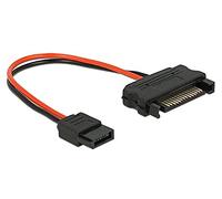 DeLOCK - 0.1m, sata 15p/Slim sata 6p Interno 0.1m sata sata Negro, Rojo - Cable (sata 15p/Slim sata 6p, Macho/Macho, sata, sata, Derecho, Derecho, Negro, Rojo)