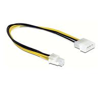 DeLOCK 0.3m P4/Molex 4-Pin Negro, Amarillo - Adaptador para Cable (Molex 4-Pin, P4, Male Connector/Male Connector, 0,3 m, Negro, Amarillo)
