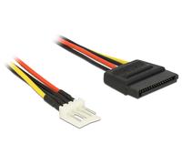 DeLOCK 0.4m SATA 15p / 4p - Cable (Macho/Macho, SATA, 4-pin PWM, Derecho, Derecho, Negro, Rojo, Amarillo)