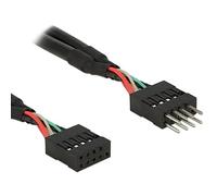 DeLOCK - 0.5m 2xusb2.0 - Cable USB (Macho/Hembra, Derecho, Derecho, Negro, Bolsa de plástico)