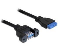 Delock 0.5m usb 3.0 f/f cable usb 0,5 m usb a idc negro
