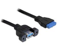 DeLOCK 0.5m USB 3.0 F/F - Cable USB, Negro