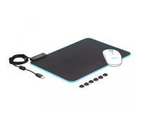 DeLock 12554 - Alfombrilla para ratón (iluminación RGB, tamaño pequeño), Color Negro