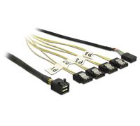Delock 1m, mini sas hd sff-8643/4xsata 7p negro, plata, amarillo
