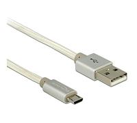 DeLOCK - 1m USB 2.0-a/USB 2.0 Micro-b - Cable USB (USB a, Micro-USB b, Macho/Macho, Derecho, Derecho, Color Blanco)