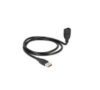 DeLOCK 1m USB 2.0 - Cable USB (1 m, USB A, USB A, 2.0, Male connector / Female connector, Negro)