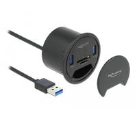 DeLOCK 2 Port Tisch-Hub 2 x SuperSpeed USB Typ-A und Card Reader für SD