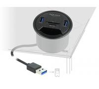 DeLOCK 2 Port Tisch-Hub 2 x SuperSpeed USB Typ-A und Card Reader für SD