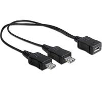 DeLOCK 20.5cm, USB Micro-B - 2 x USB Micro-B - Cable USB (USB Micro-B - 2 x USB Micro-B, 0,205 m, Micro-USB B, 2 x Micro-USB B, 2.0, Male Connector/Female Connector, Negro)
