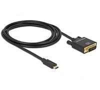 DeLOCK Adaptador de cable USB-C a DVI 24+1 de 2 m Negro con conectores macho