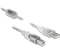 DeLOCK 2m, USB2.0-A/USB2.0-B - Cable USB (USB2.0-A/USB2.0-B, 2 m, USB A, USB B, 2.0, Male connector / Male connector, Transparente)
