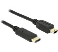 DeLOCK 2m, USB2.0-C/USB2.0 Mini-B - Cable USB (USB2.0-C/USB2.0 Mini-B, 2 m, Mini-USB B, USB C, 2.0, Male connector / Male connector, Negro)