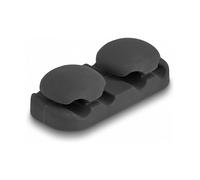 DeLOCK 2x Kabelhalter mit 4 Durchführungen, selbstklebender Kabelsatz-Halter aus Silikon, 6mm Max, 43x21x14mm, Schwarz - 2 Stück Set