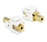 DeLOCK 2x3.5 mm 3.5mm 3.5mm Oro, Color blanco adaptador de cable - Adaptador para cable (3.5mm, 3.5mm, Hembra/hembra, Oro, Oro, Color blanco, 22,3 mm)
