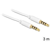 Delock 3.5mm - 3.5mm, 3m cable de audio 3,5mm blanco