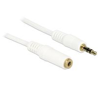 Delock 3.5mm m-f, 3m cable de audio 3,5mm blanco