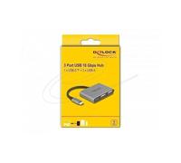 DELOCK 3 puerto USB Hub 10 Gbps con USB Tipo-C a 1 x USB TipoC