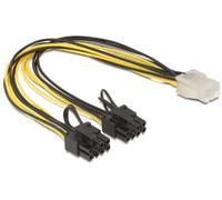 DeLOCK 83433 Cable de alimentación Interna 0,3 m - Cables de alimentación Interna (0,3 m, pci-e (6+2 Pin), pci-e (6-Pin), Macho/Hembra, Negro, Blanco, Amarillo).