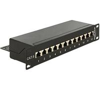 DeLOCK 43297 1U Panel de Conexiones - Bahía de Conexiones (Cat.6, RJ45, Negro, 1U, 254 mm, 44 mm)