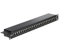 DeLOCK 43298 1U Panel de Conexiones - Bahía de parcheo (Cat.6, RJ45, Negro, 1U, 483 mm, 44 mm)