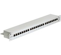 DeLOCK 43300 1U Panel de Conexiones - Bahía de Conexiones (Cat.6, RJ45, Gris, 1U, 483 mm, 44 mm)