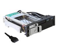 Delock 5.25 Mobile Rack - Caja de Disco Duro (SATA, 2,5", 3,5", 2 x USB 3.0), Negro