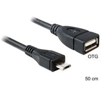 Delock 50cm usb micro-b/usb2.0-a cable usb 0,5 m micro-usb b usb a neg
