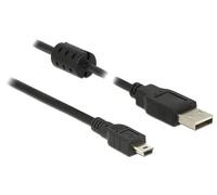 DeLOCK 5m, USB 2.0-A/USB 2.0 Mini-B - Cable USB (USB 2.0-A/USB 2.0 Mini-B, 5 m, USB A, Mini-USB B, 2.0, Male connector / Male connector, Negro)