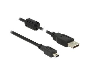 DeLOCK 5m, USB 2.0-A/USB 2.0 Mini-B - Cable USB (USB 2.0-A/USB 2.0 Mini-B, 5 m, USB A, Mini-USB B, 2.0, Male connector / Male connector, Negro)