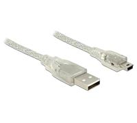 DeLOCK 5m, USB2.0-A/USB2.0 Mini-B - Cable USB (USB2.0-A/USB2.0 Mini-B, 5 m, USB A, Mini-USB B, 2.0, Male connector / Male connector, Transparente)