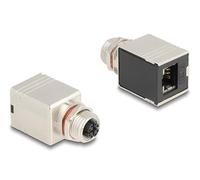 DeLOCK 60087 Adaptador para inversión del Tipo de Cables M12 RJ45 Negro, Metálico