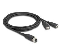 Delock 60291 cable para sensor y actuador 2 m m12 2 x usb type-a negro