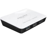 DeLOCK 62431 Nodo - Concentrador (USB 3.0 (3.1 Gen 1) Type-A, 5000 Mbit/s, IEEE 802.3,IEEE 802.3ab,IEEE 802.3az,IEEE 802.3u,IEEE 802.3X, Negro, Blanco, LAN, Poder, 1,4 W)