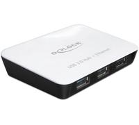 DeLOCK 62431 Nodo - Concentrador (USB 3.0 (3.1 Gen 1) Type-A, 5000 Mbit/s, IEEE 802.3,IEEE 802.3ab,IEEE 802.3az,IEEE 802.3u,IEEE 802.3X, Negro, Blanco, LAN, Poder, 1,4 W)