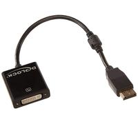 Delock Cable adaptador de 20 cm negro [DisplayPort 1.2 macho > DVI hembra, 4K, activo]