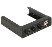 DeLOCK 62714 3channels Negro controlador de velocidad de ventilador - Ventilador para caja de ordenador (3 canales, Negro, Giratorio)