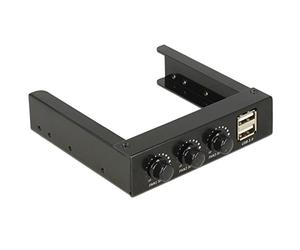 DeLOCK 62714 3channels Negro controlador de velocidad de ventilador - Ventilador para caja de ordenador (3 canales, Negro, Giratorio)