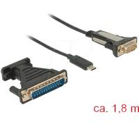 DeLOCK Adaptador USB Tipo C > 1 Adaptador Serie DB9 RS-232 + DB25